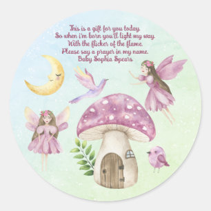 Little Fairy Whimsical Baby Shower Prayer Classic Round Sticker