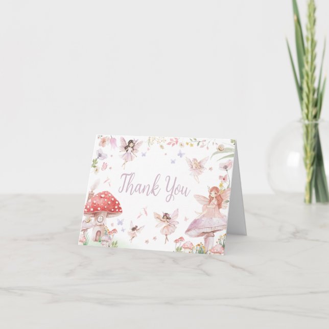 Little Fairy Whimsical Baby Shower Thank You Card (Front)