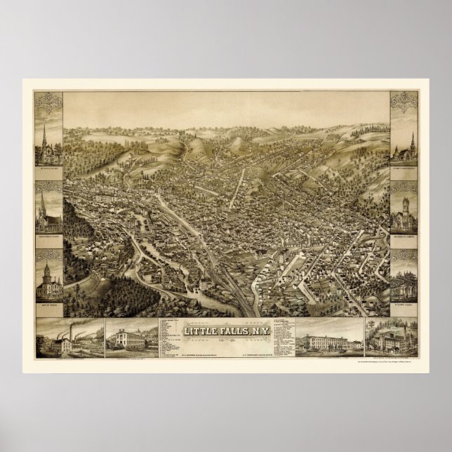 Little Falls, NY Panoramic Map - 1881 Poster (Front)