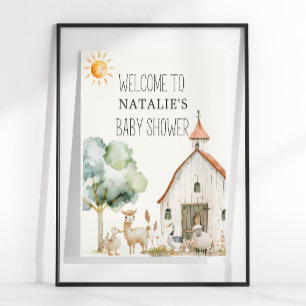 Little Farm Nursery Animals Baby Shower Sign