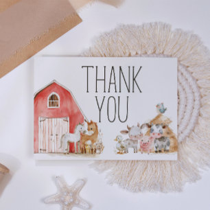 Little Farm Nursery Animals Baby Shower Thank You Card