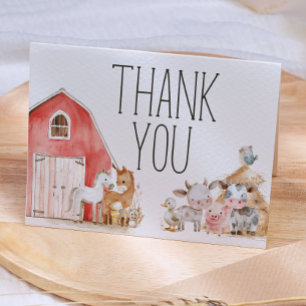 Little Farm Nursery Animals Baby Shower Thank You Card
