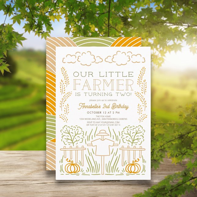 Little Farmer Harvest Scarecrow Kids Birthday Invitation (Creator Uploaded)
