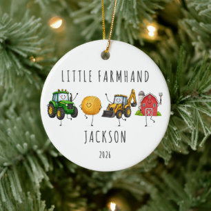 Little Farmhand Personalized Kids Farm Ceramic Ornament