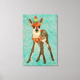 Little Fawn & Bird Canvas Print