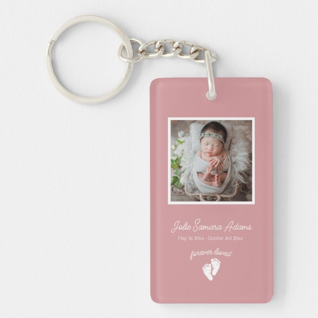 Little Feet Baby Memorial Photo Favour Keychain (Front)
