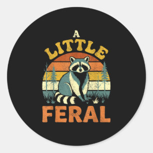 Little feral raccoon wildlife vintage forest classic round sticker