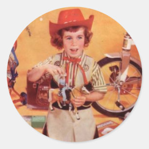 Little Fifties Cowgirl Classic Round Sticker
