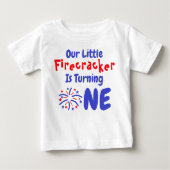 Little Firecracker 1st Birthday Baby T-Shirt (Front)