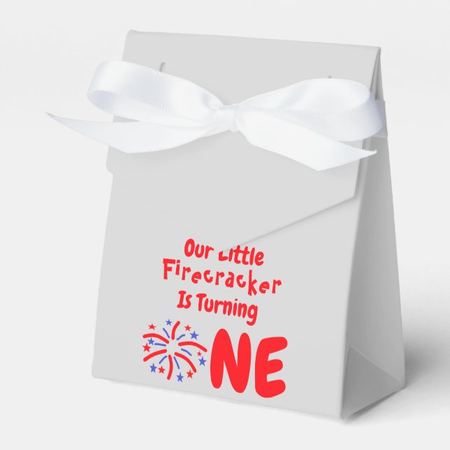 Little Firecracker 1st Birthday Favor Box (Front Side)