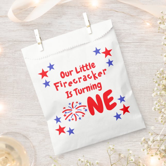 Little Firecracker 1st Birthday Favour Bag (Clipped)