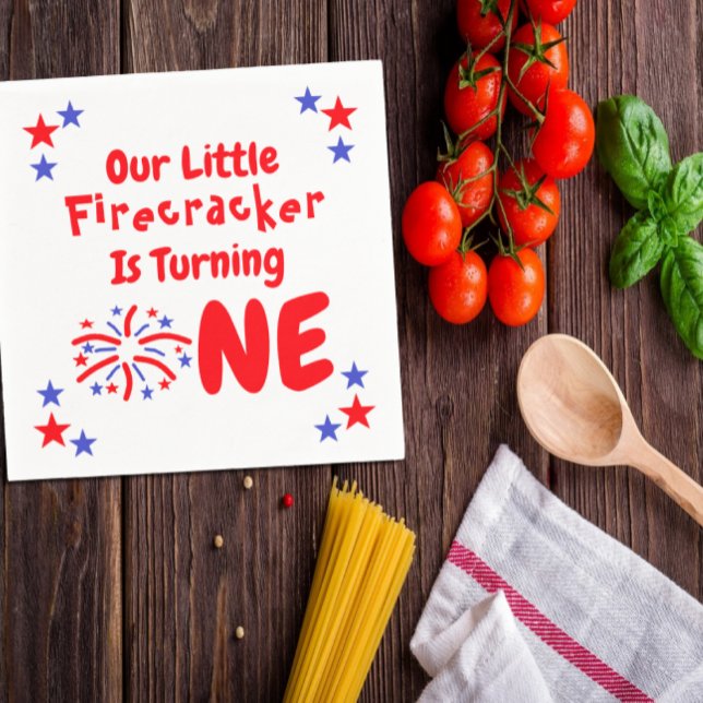 Little Firecracker 1st Birthday Napkin (Creator Uploaded)