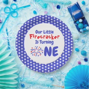 Little Firecracker 1st Birthday Paper Plate