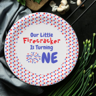 Little Firecracker 1st Birthday Paper Plate