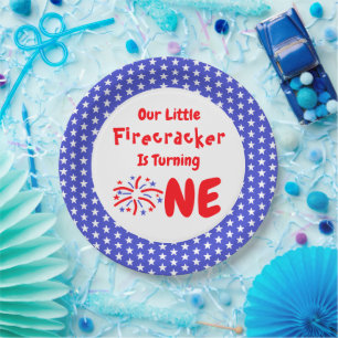 Little Firecracker 1st Birthday Paper Plate