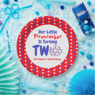 Little Firecracker 2nd Birthday Paper Plate
