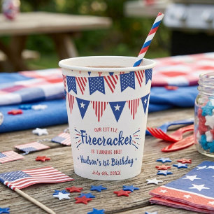 Little Firecracker 4th Of July 1st Birthday Paper Cups