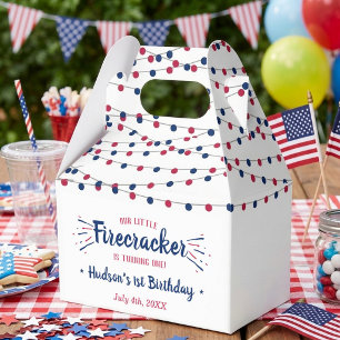 Little Firecracker 4th Of July 1st Birthday Party Favor Box