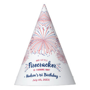 Little Firecracker 4th Of July 1st Birthday Party Hat