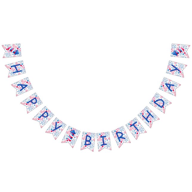 Little Firecracker 4th of July Birthday Party  Bunting Flags (All)