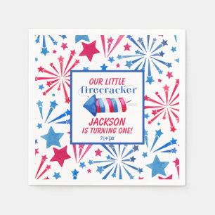 Little Firecracker 4th of July Birthday Party  Napkin