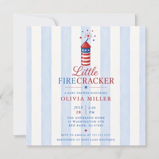 Little Firecracker Baby Shower Invitation (Front)