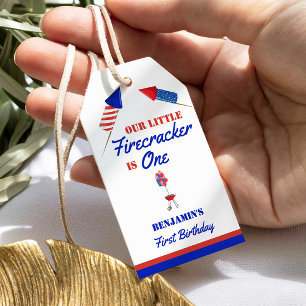 Little Firecracker First Birthday 4th of July  Gift Tags