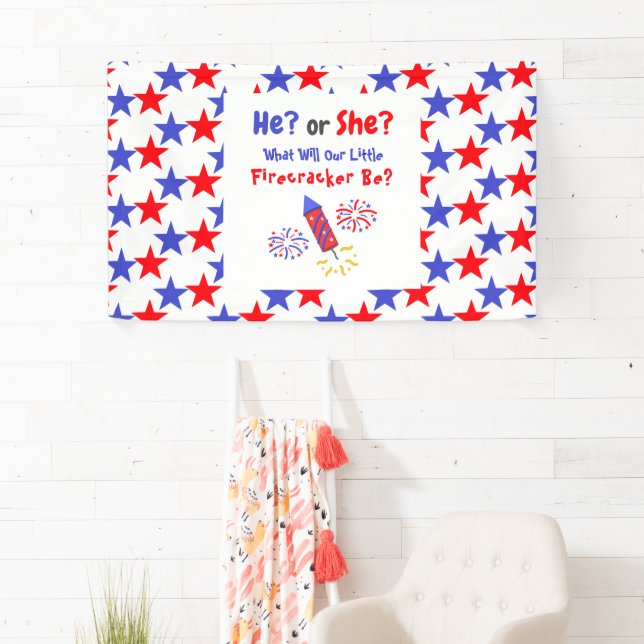 Little Firecracker Gender Reveal Banner (Insitu)