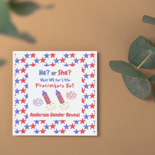 Little Firecracker Gender Reveal Napkin (Creator Uploaded)