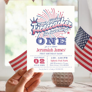 Little Firecracker is One Fourth of July Birthday Invitation