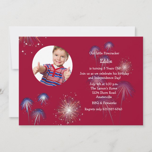Little Firecracker Photo Birthday Invitation (Front)