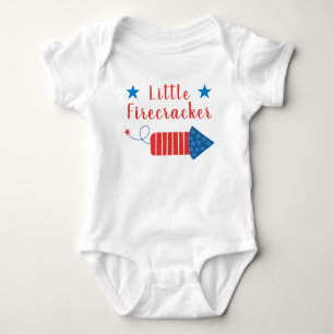 Little Firecracker Stars Stripes Red White Blue Baby Bodysuit