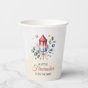 Little Firecracker Watercolor July 4th Baby Shower Paper Cups