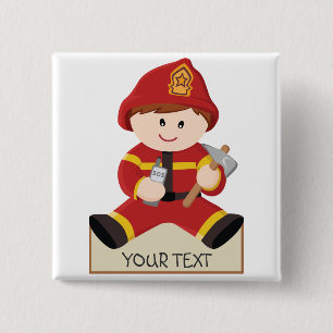 little firefighter fireman 2 inch square button