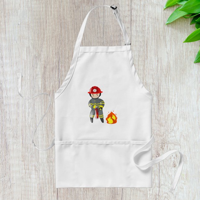 Little Fireman Hero Putting Out Fire Standard Apron (Creator Uploaded)
