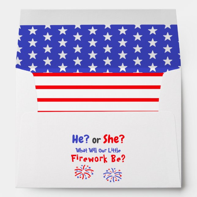 Little Firework American Gender Reveal Envelope (Back (Bottom))