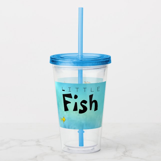 Little Fish Big Fish Funny Acrylic Tumbler (Front)