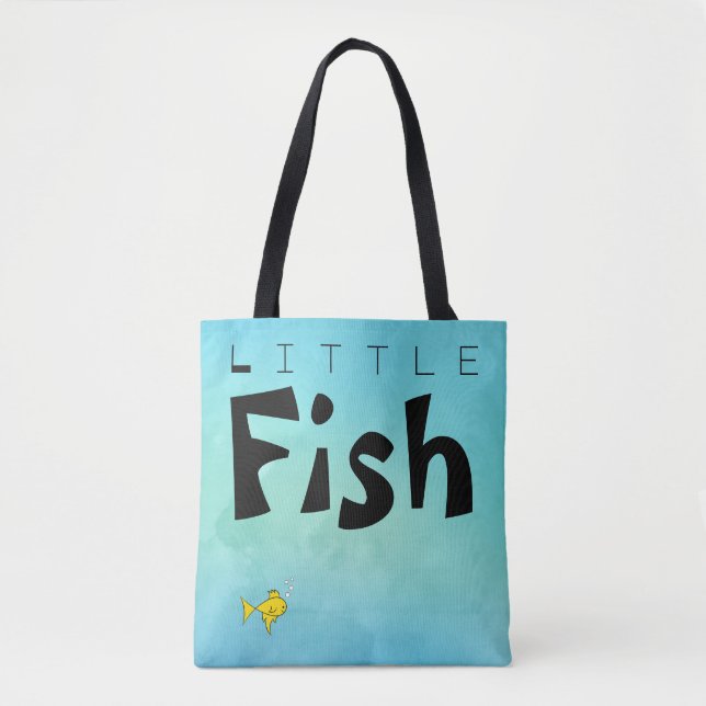 Little Fish Big Fish Funny Tote Bag (Front)