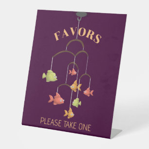 Little Fish Crimson Baby Shower Favours Pedestal Sign