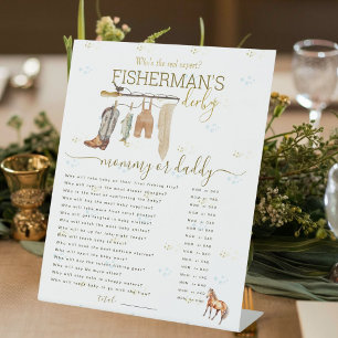 Little Fisherman Baby Shower Mommy or Daddy Game Pedestal Sign