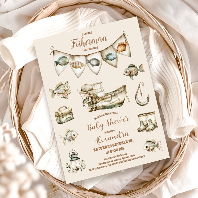 Little Fisherman Fishing Baby Shower Invitation (Creator Uploaded)