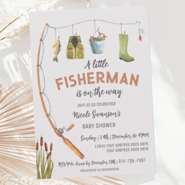 Little Fisherman Fishing Baby Shower Invitation (Creator Uploaded)