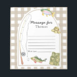 Little Fisherman Time Capsule Message Notepad<br><div class="desc">Watercolor fishing rod,  fish,  fisherman's panama hat with hook and spinner,  fishing vest. Brown cage.</div>
