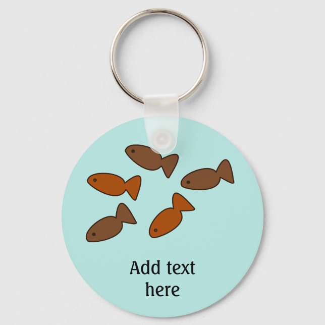 Little Fishes Cat Treat Graphic - Your Text  Keychain (Front)