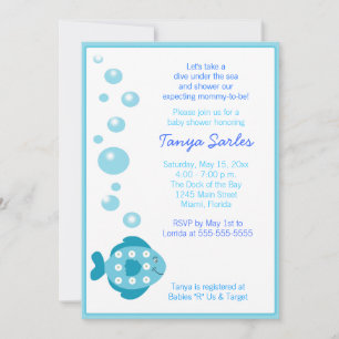 Little Fishy Ocean 5x7 Baby Shower Invitation