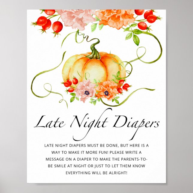 Little floral pumpkin Late night diapers game Poster (Front)