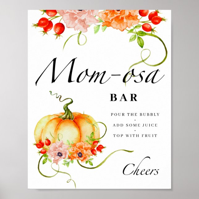 Little floral pumpkin Mom-osa bar  Poster (Front)