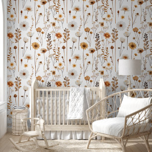 Little Floral with Grass Field Flowers Botanical Wallpaper