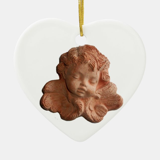 LITTLE FLORENTINE ANGEL HEART MONOGRAM CERAMIC ORNAMENT (Front)