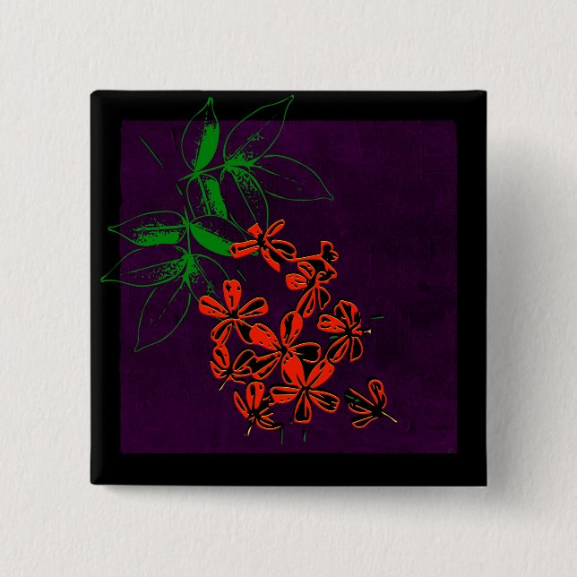 Little flower 2 inch square button (Front)